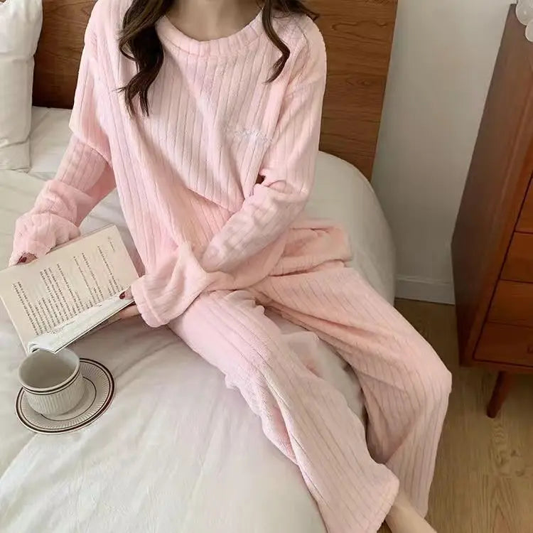 Pyjamas Winter Women's Clothing Suits Thick Padded Pajamas