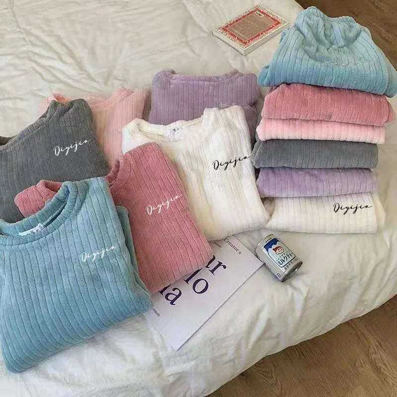 Pyjamas Winter Women's Clothing Suits Thick Padded Pajamas