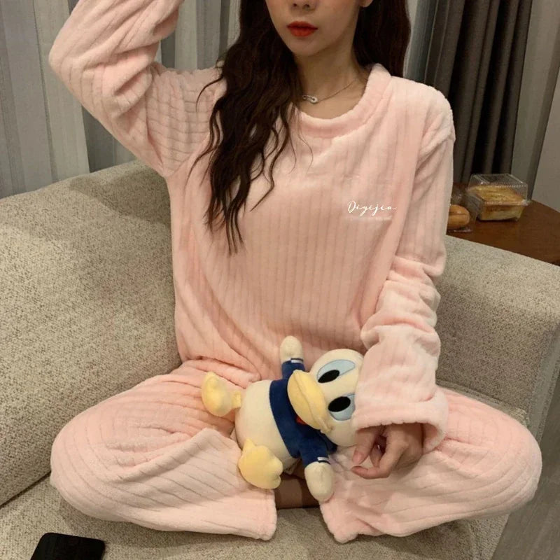 Pyjamas Winter Women's Clothing Suits Thick Padded Pajamas