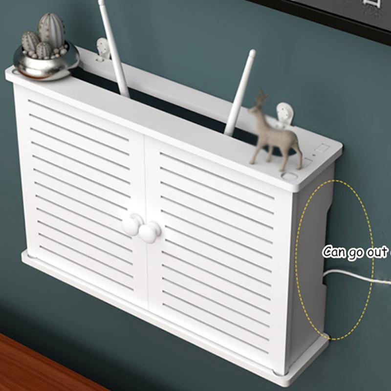 Shelf Storage Boxes Punch-free Wire Bracket Wood-Plastic Wall Hanging Plug Board for Home