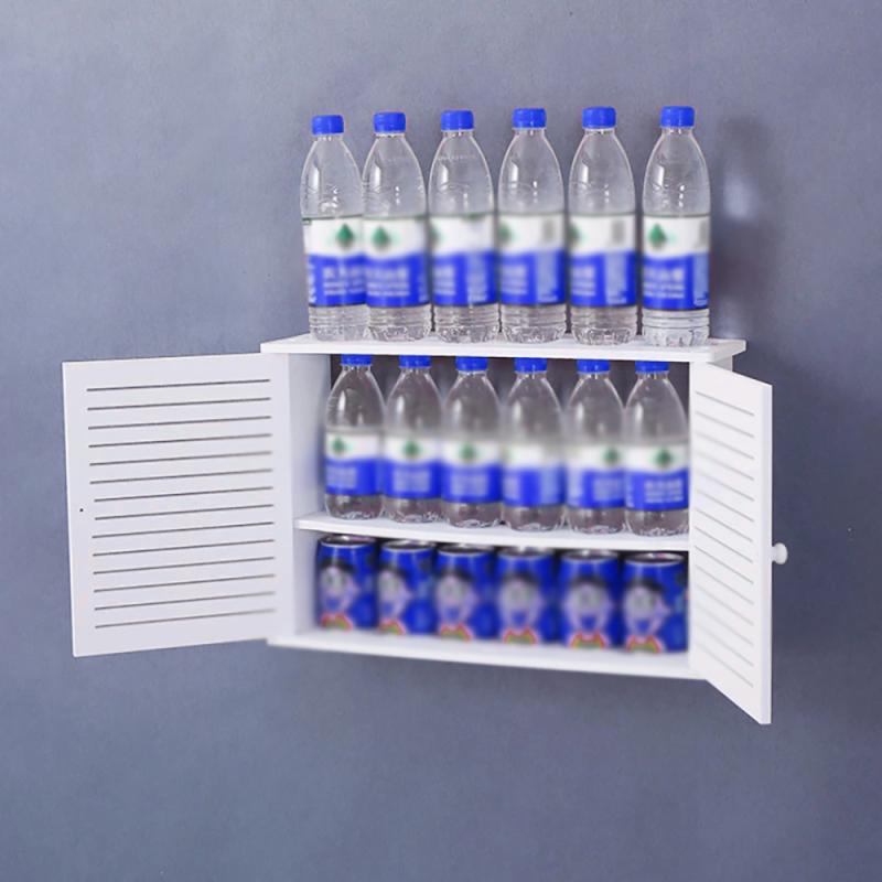 Shelf Storage Boxes Punch-free Wire Bracket Wood-Plastic Wall Hanging Plug Board for Home