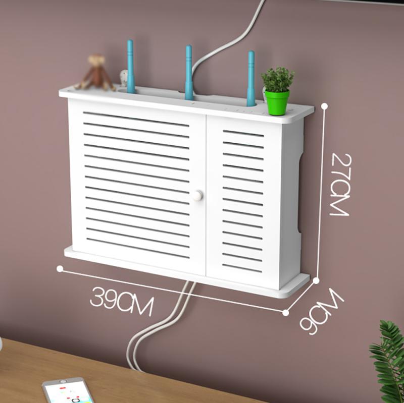 Shelf Storage Boxes Punch-free Wire Bracket Wood-Plastic Wall Hanging Plug Board for Home