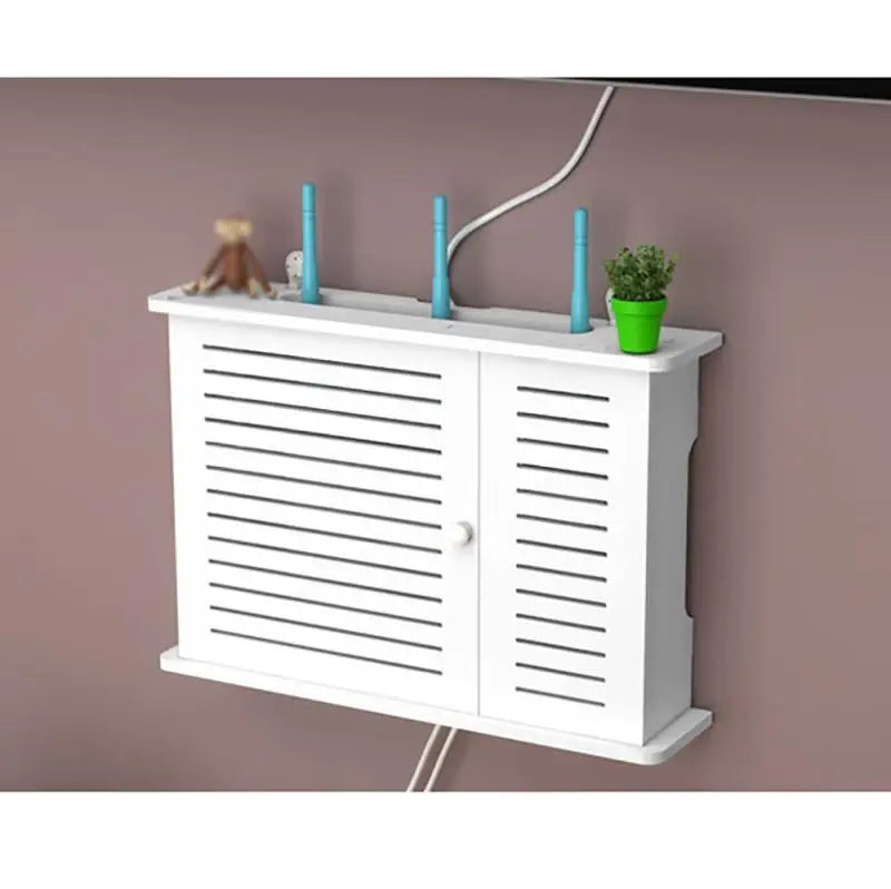 Shelf Storage Boxes Punch-free Wire Bracket Wood-Plastic Wall Hanging Plug Board for Home