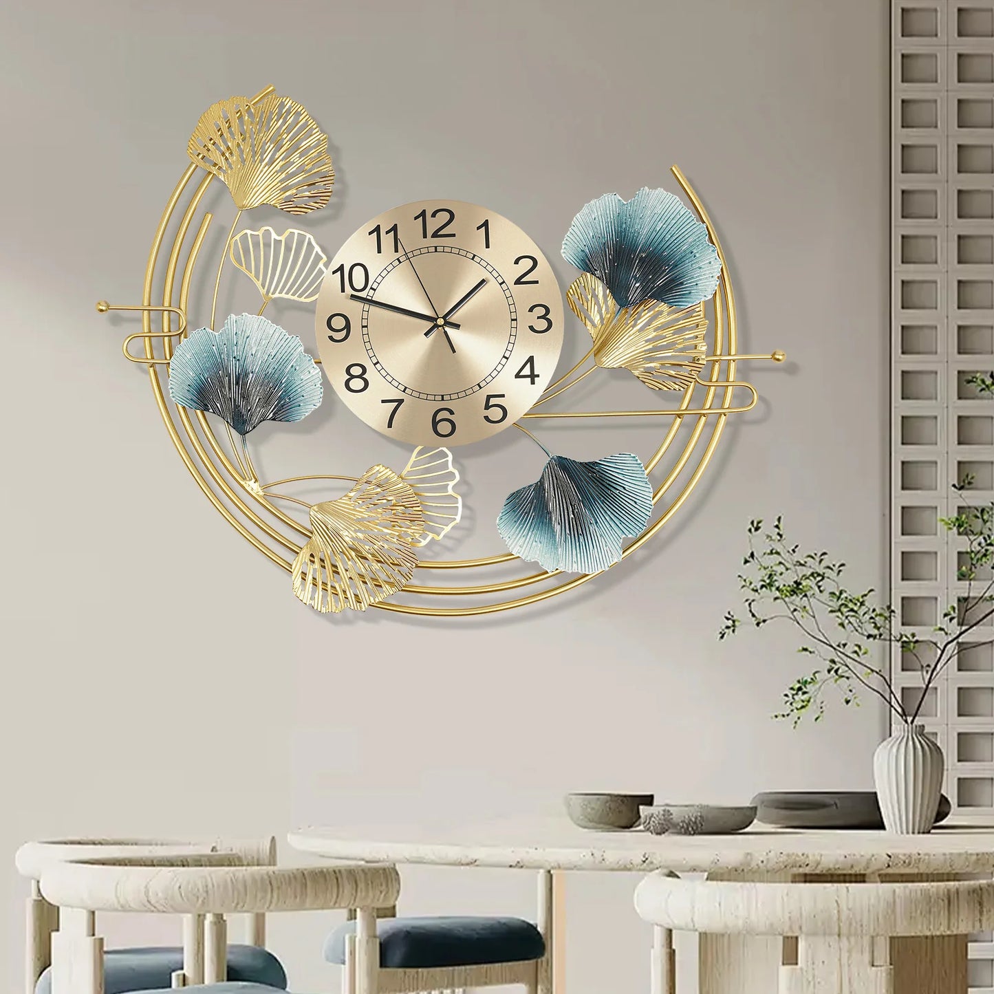 Large Floral Wall Clock for Living Room Decorative