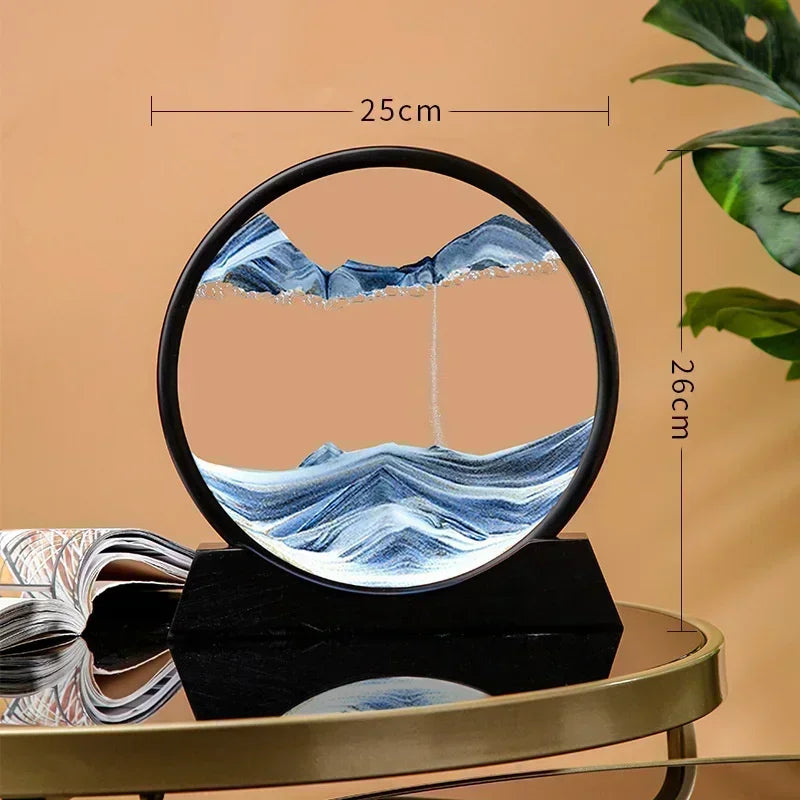 3D Moving Sand Art Round Glass Deep Sea Sandscape Hourglass Quicksand Home Decor Gift