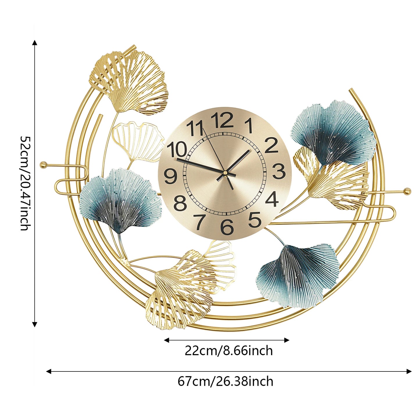 Large Floral Wall Clock for Living Room Decorative