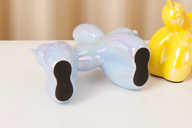 ERMAKOVA 11cm/4.3inch Creative Balloon Dog Abstract Ceramic Ornament Sculpture Figurine Statue Home Office Decoration Gift