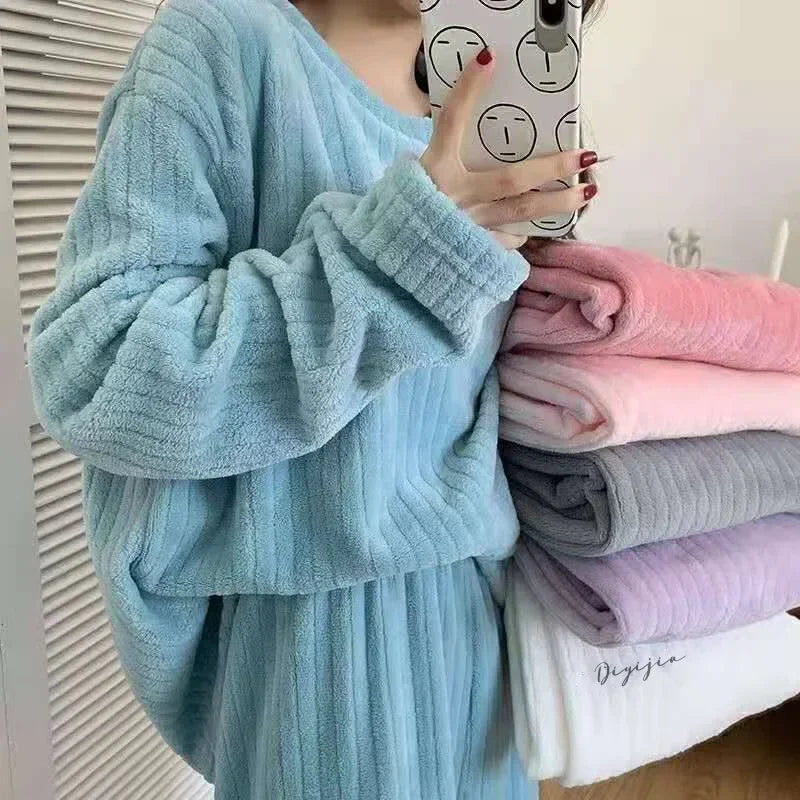 Pyjamas Winter Women's Clothing Suits Thick Padded Pajamas