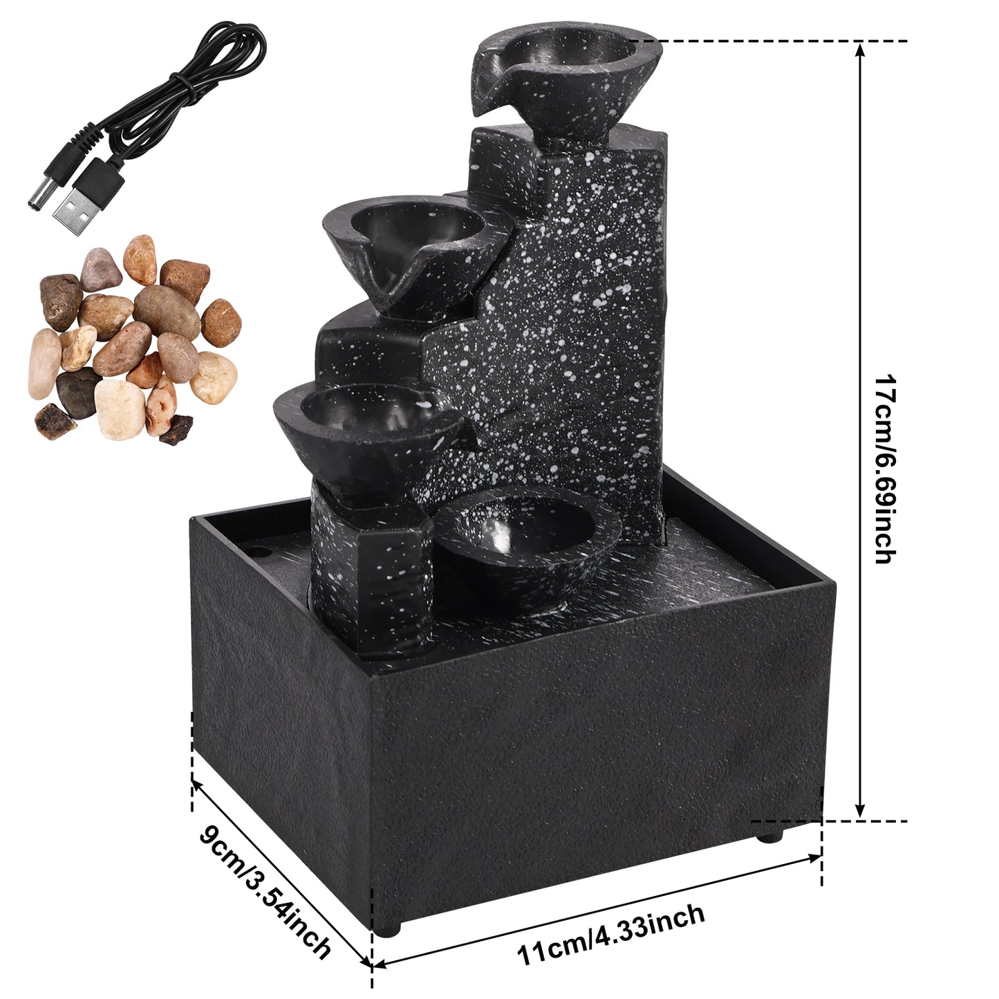 Tabletop Water Fountain with Soft Lights Decorative