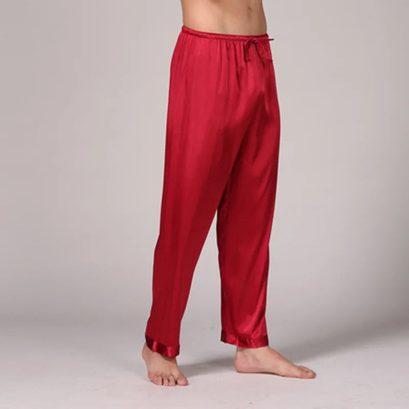 PLUS SIZE Men's Pajamas 2PCS Sleepwear Set Silk Satin Indoor