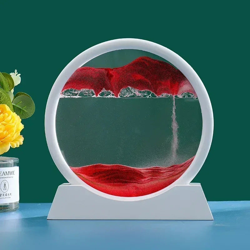 3D Moving Sand Art Round Glass Deep Sea Sandscape Hourglass Quicksand Home Decor Gift