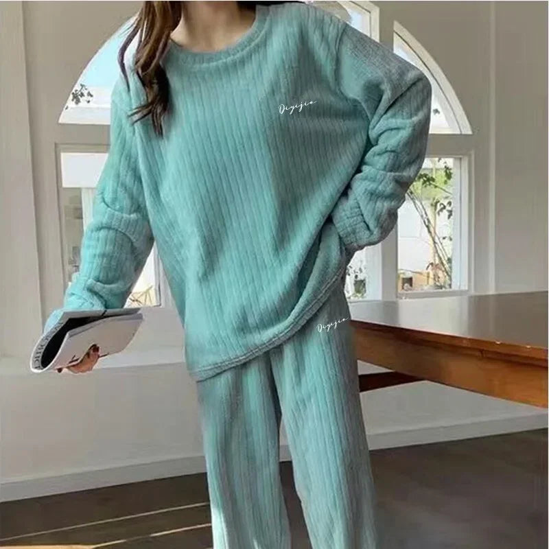 Pyjamas Winter Women's Clothing Suits Thick Padded Pajamas