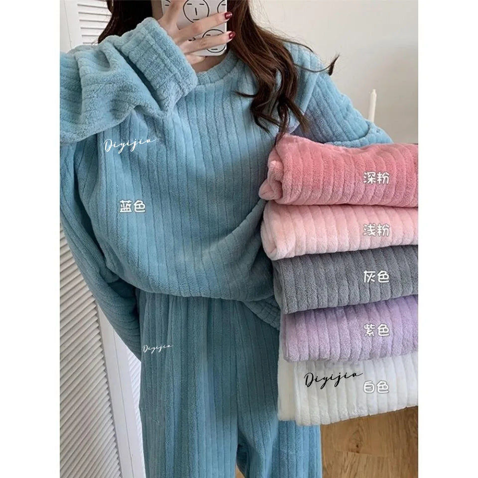 Pyjamas Winter Women's Clothing Suits Thick Padded Pajamas