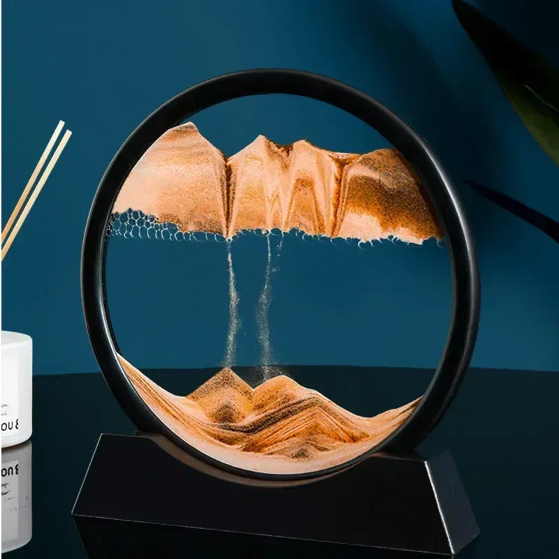 3D Moving Sand Art Round Glass Deep Sea Sandscape Hourglass Quicksand Home Decor Gift