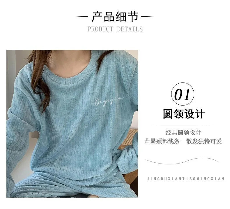 Pyjamas Winter Women's Clothing Suits Thick Padded Pajamas