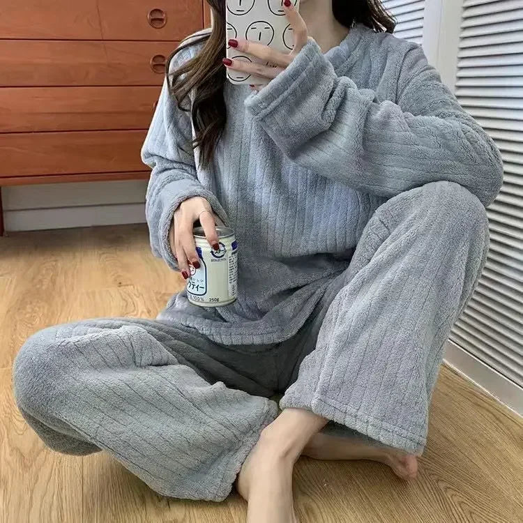 Pyjamas Winter Women's Clothing Suits Thick Padded Pajamas