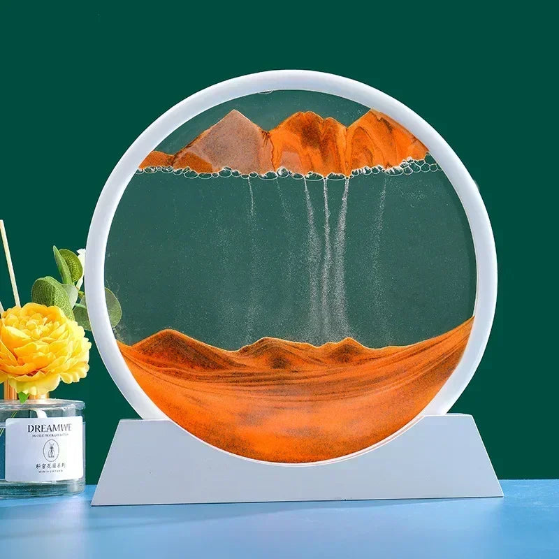 3D Moving Sand Art Round Glass Deep Sea Sandscape Hourglass Quicksand Home Decor Gift