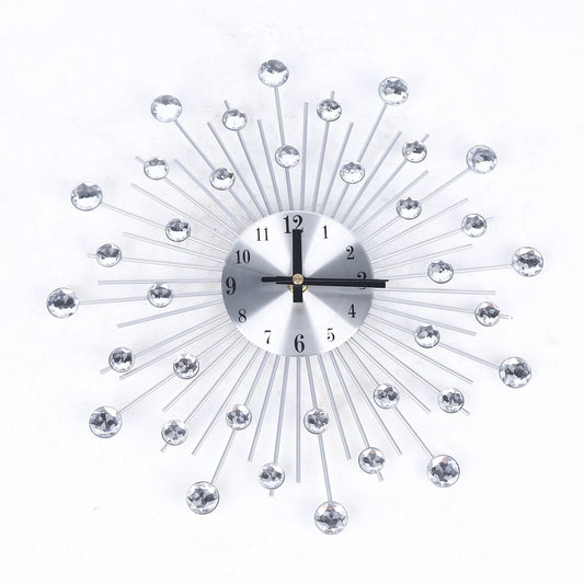 Modern Round Sun Shaped Large Battery Wall Clock for Living Room Home Decor