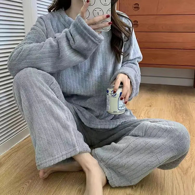 Pyjamas Winter Women's Clothing Suits Thick Padded Pajamas