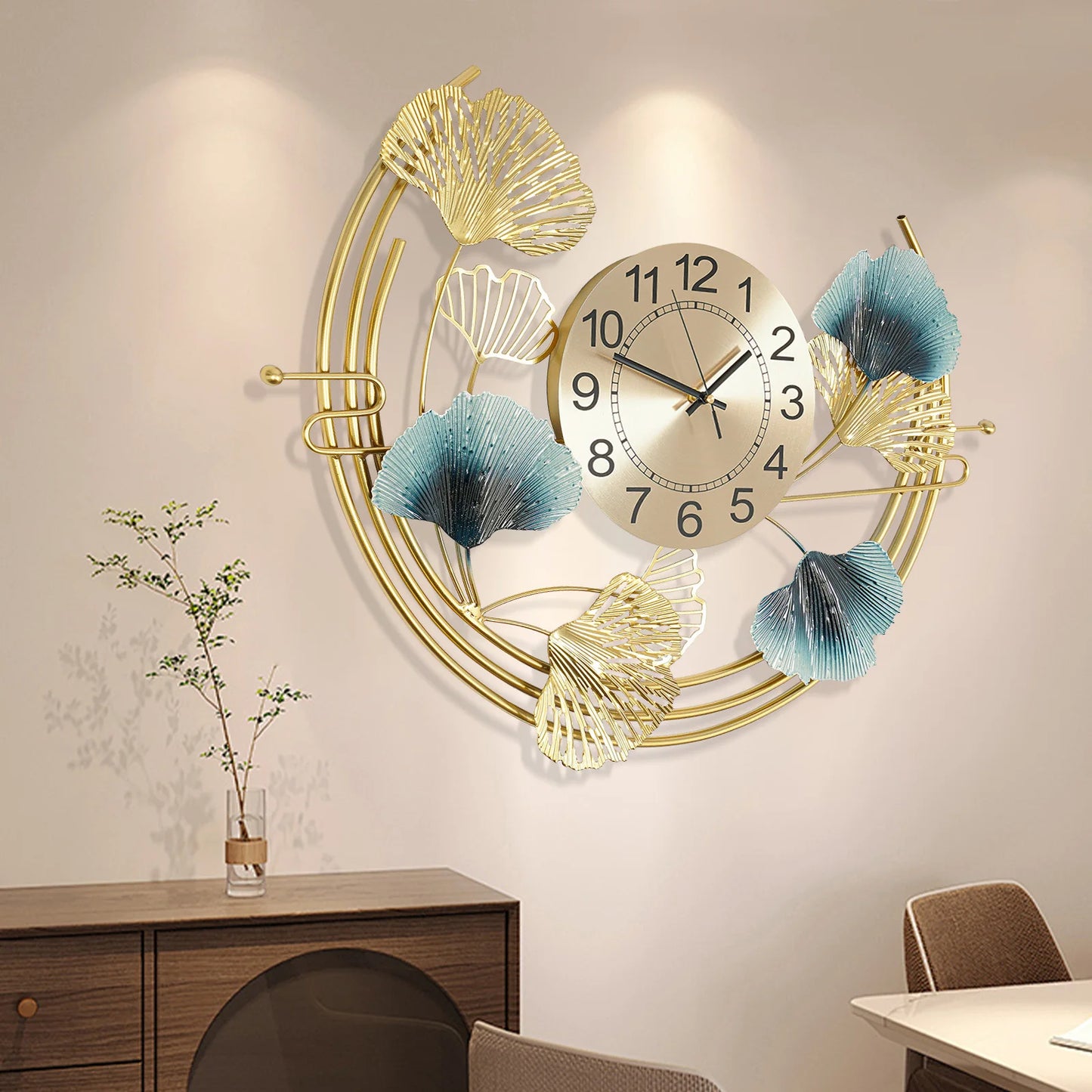 Large Floral Wall Clock for Living Room Decorative