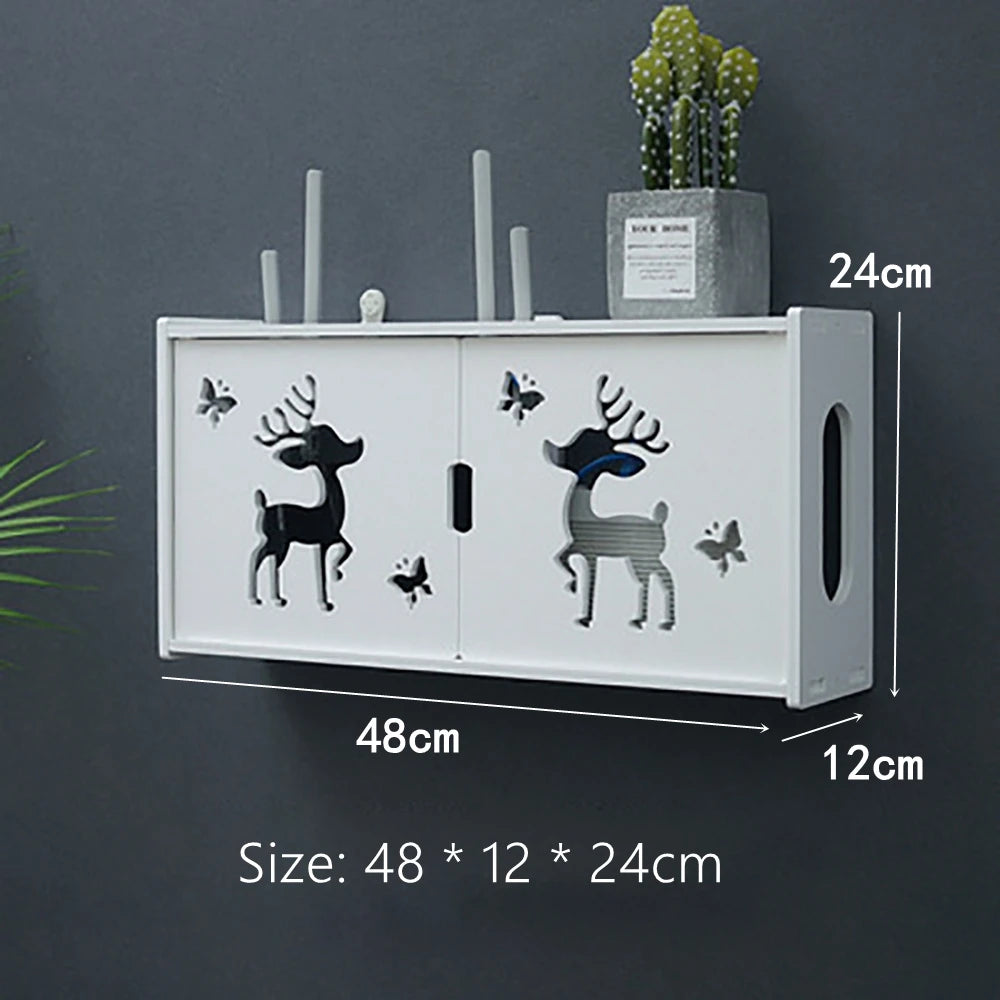 Shelf Storage Boxes Punch-free Wire Bracket Wood-Plastic Wall Hanging Plug Board for Home