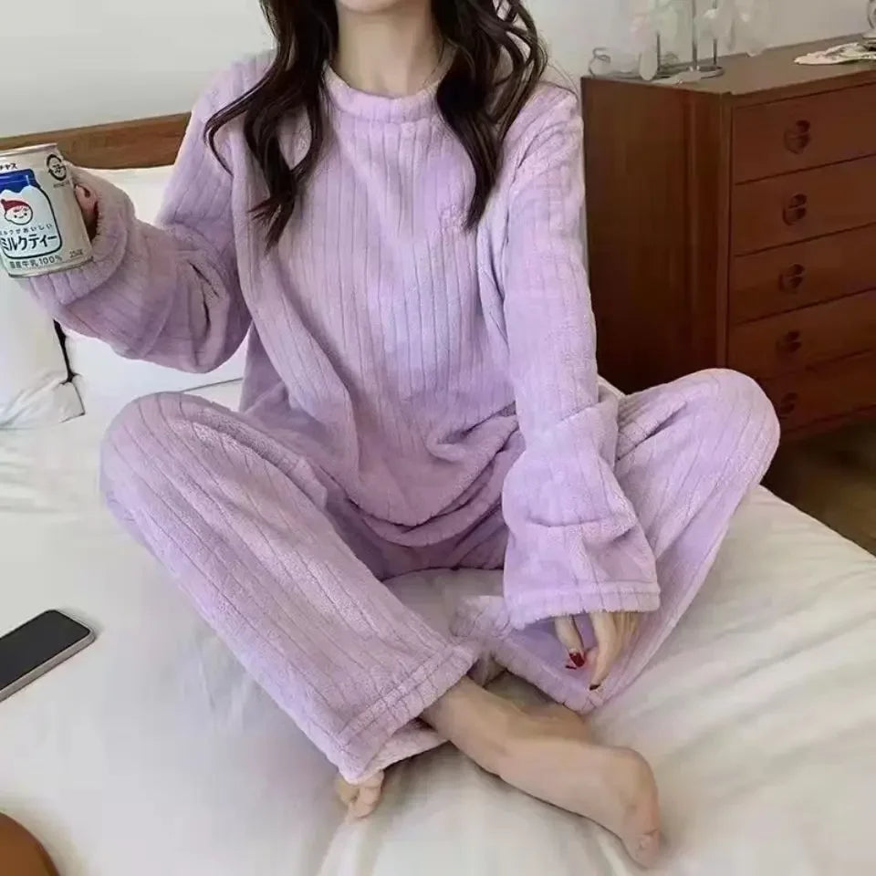 Pyjamas Winter Women's Clothing Suits Thick Padded Pajamas