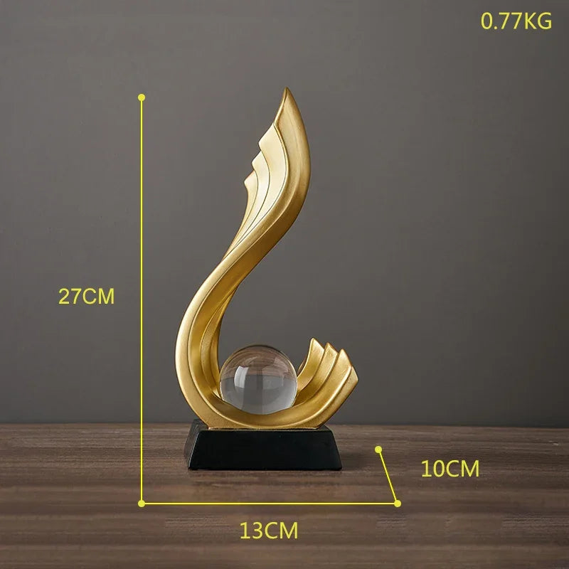 Home Decor Modern Resin Statue Crystal Ball Model Crafts Office Desktop