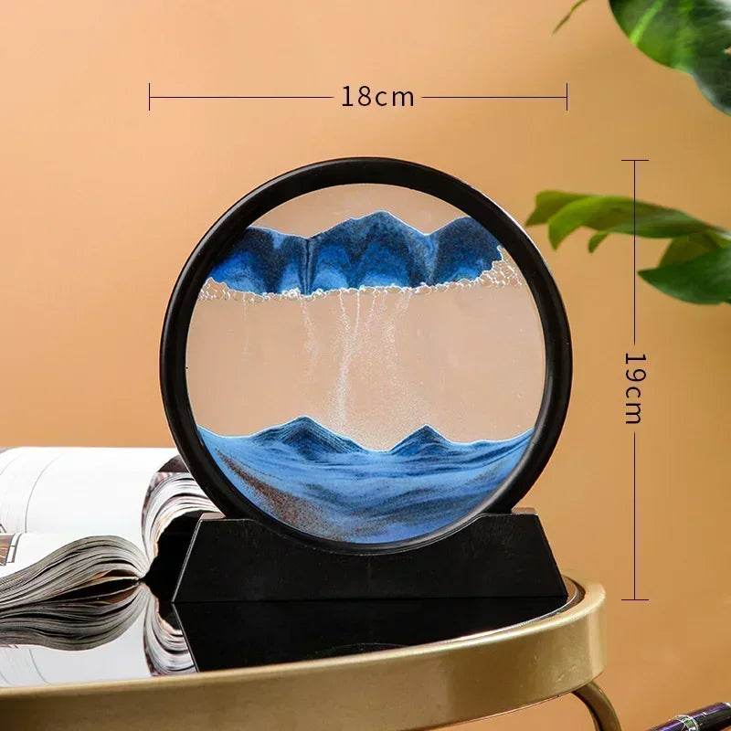 3D Moving Sand Art Round Glass Deep Sea Sandscape Hourglass Quicksand Home Decor Gift