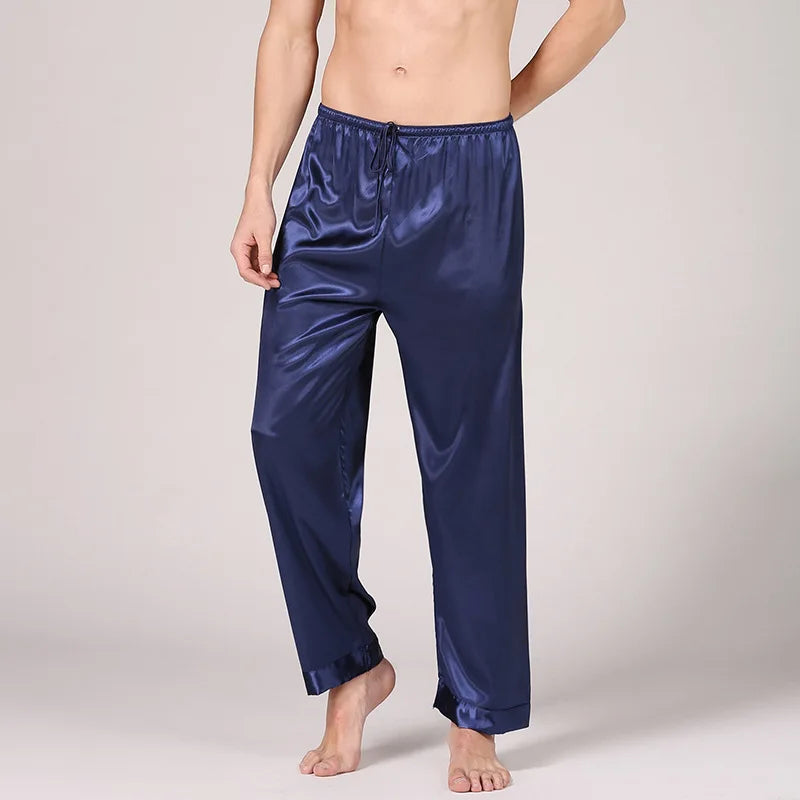 PLUS SIZE Men's Pajamas 2PCS Sleepwear Set Silk Satin Indoor
