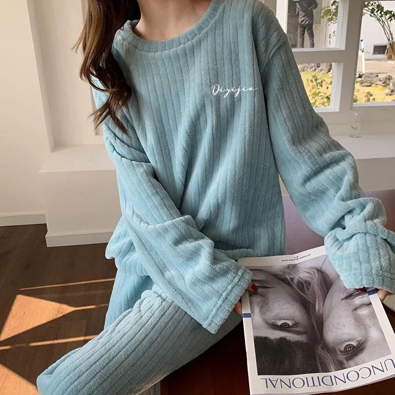 Pyjamas Winter Women's Clothing Suits Thick Padded Pajamas