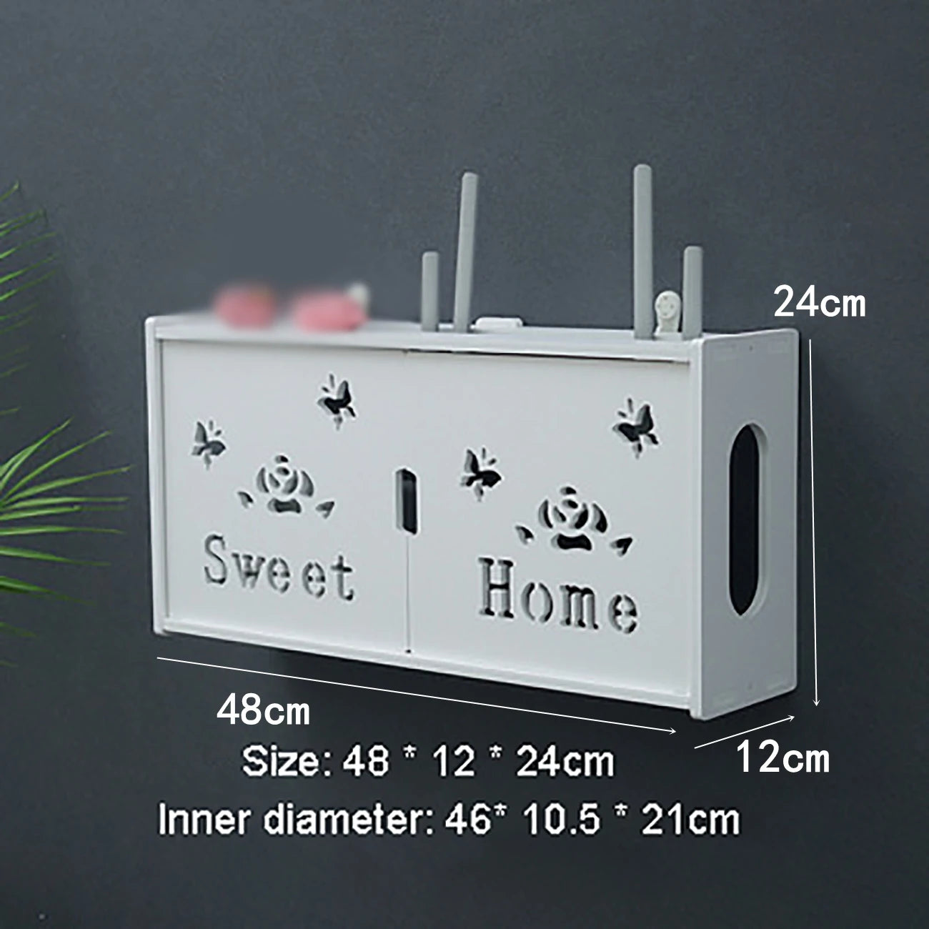 Shelf Storage Boxes Punch-free Wire Bracket Wood-Plastic Wall Hanging Plug Board for Home