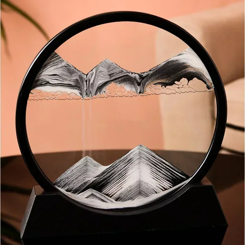 3D Moving Sand Art Round Glass Deep Sea Sandscape Hourglass Quicksand Home Decor Gift