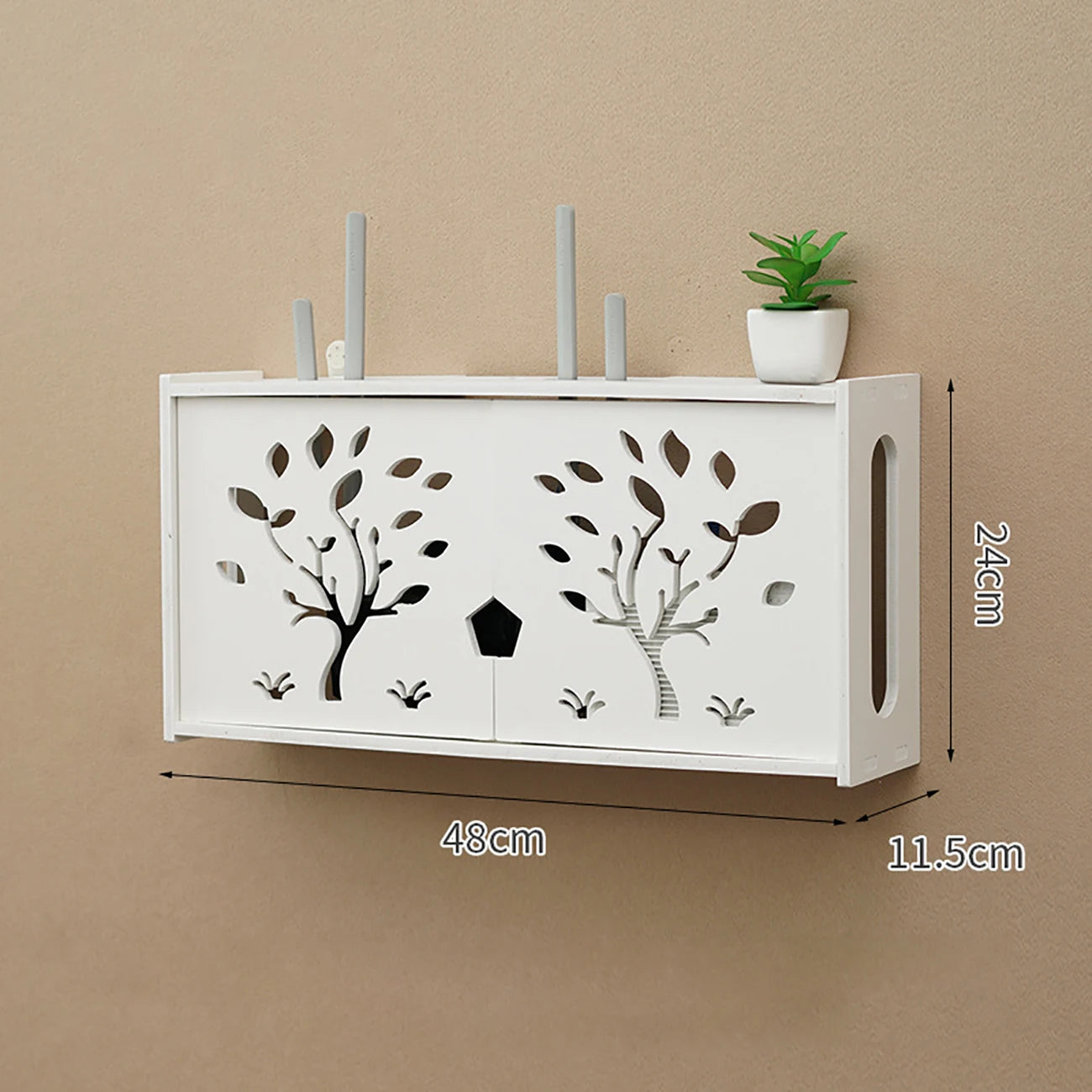 Shelf Storage Boxes Punch-free Wire Bracket Wood-Plastic Wall Hanging Plug Board for Home