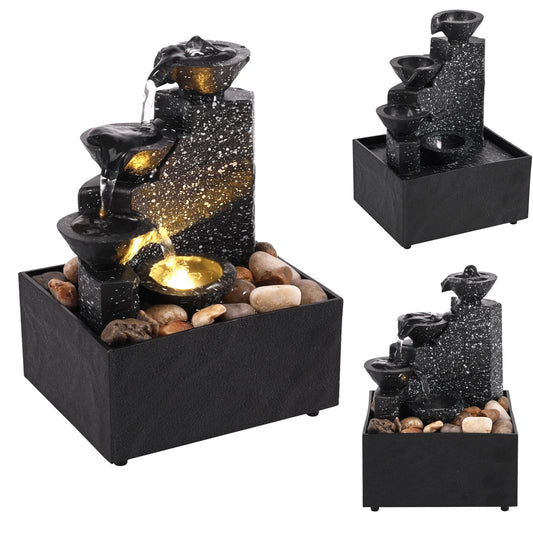 Tabletop Water Fountain with Soft Lights Decorative