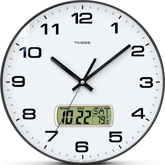 TIMESS Wall Clock 3 Sizes 4 Color Battery Operated Minimalist Style Wall Clock