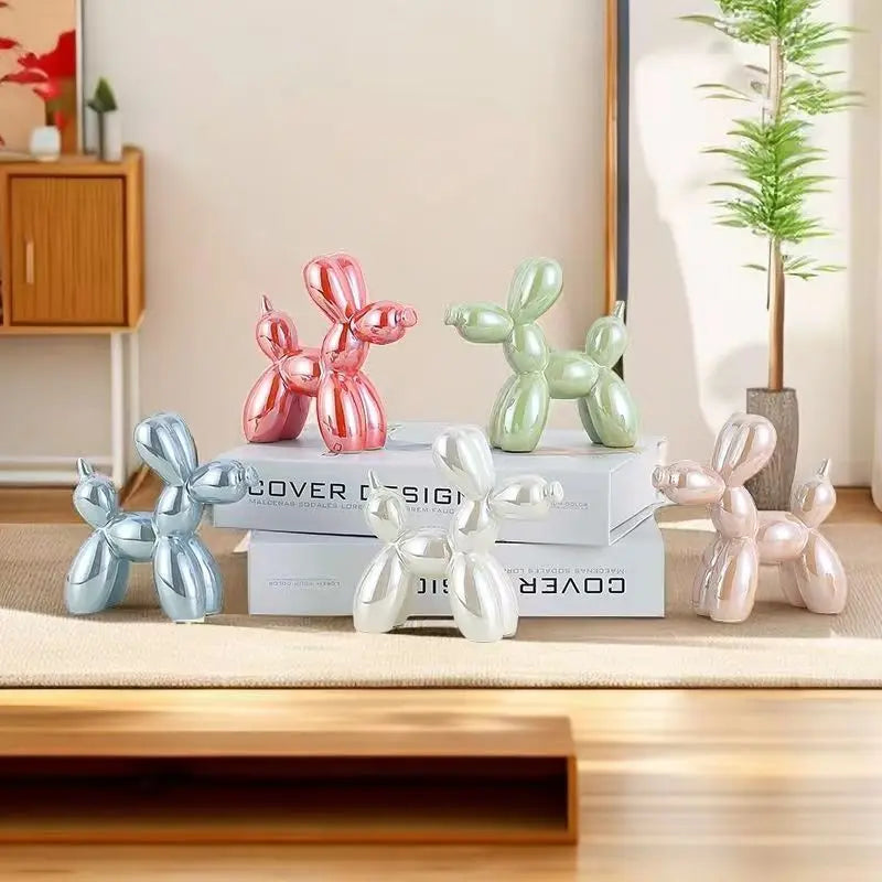 ERMAKOVA 11cm/4.3inch Creative Balloon Dog Abstract Ceramic Ornament Sculpture Figurine Statue Home Office Decoration Gift