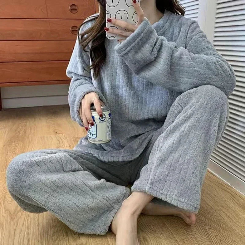 Pyjamas Winter Women's Clothing Suits Thick Padded Pajamas
