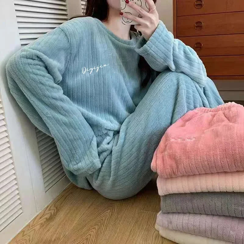 Pyjamas Winter Women's Clothing Suits Thick Padded Pajamas