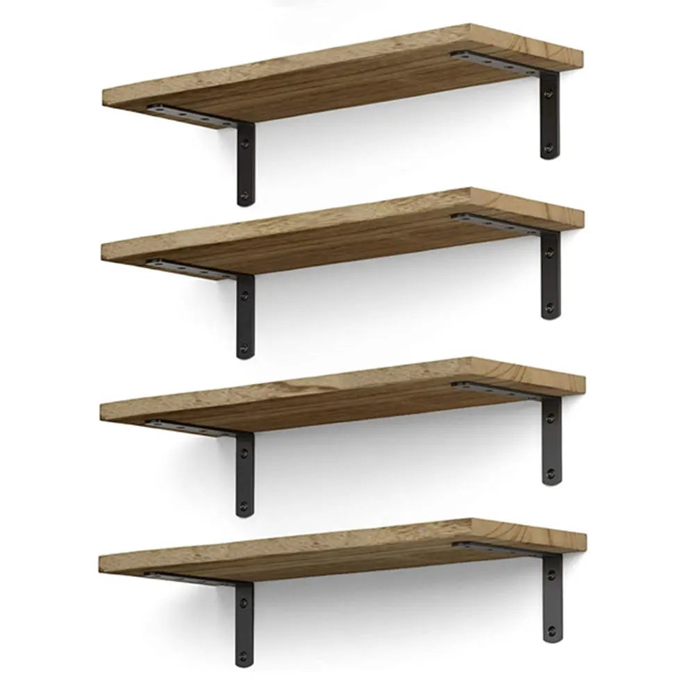 4PCS Wall Mounted Wood Shelves Rustic Floating Book Shelf Decorative Multipurpose for Home Storage