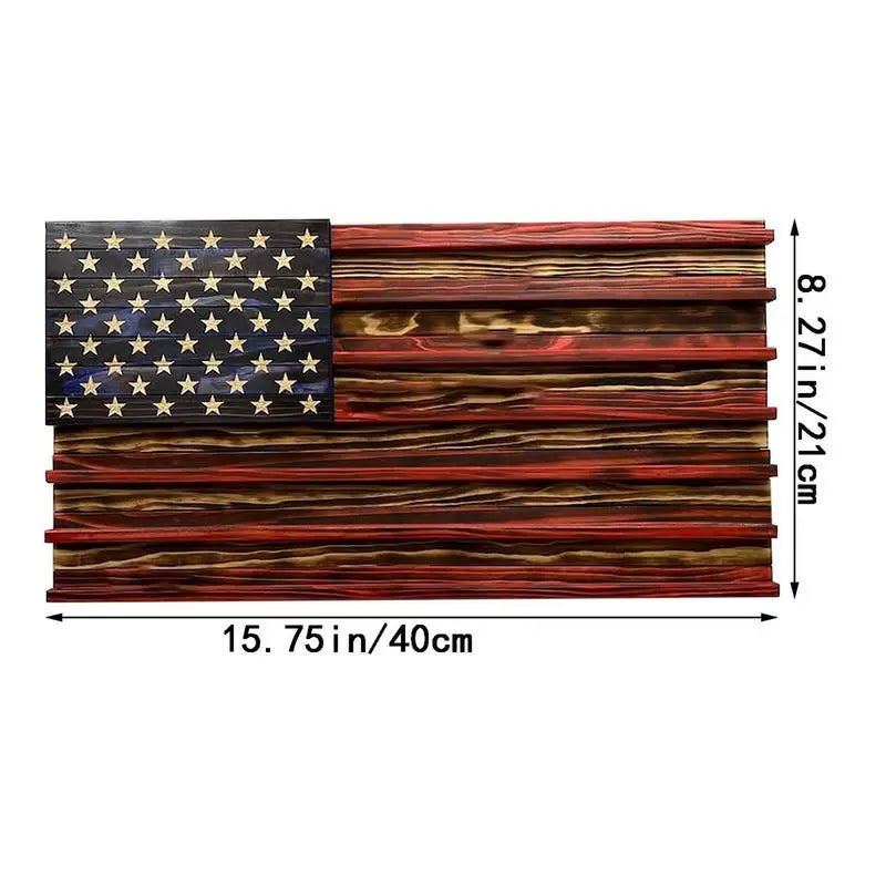 American Flag Display 7 Rows Wood Stand Rack Wall Mounted